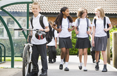 Children on their way to school